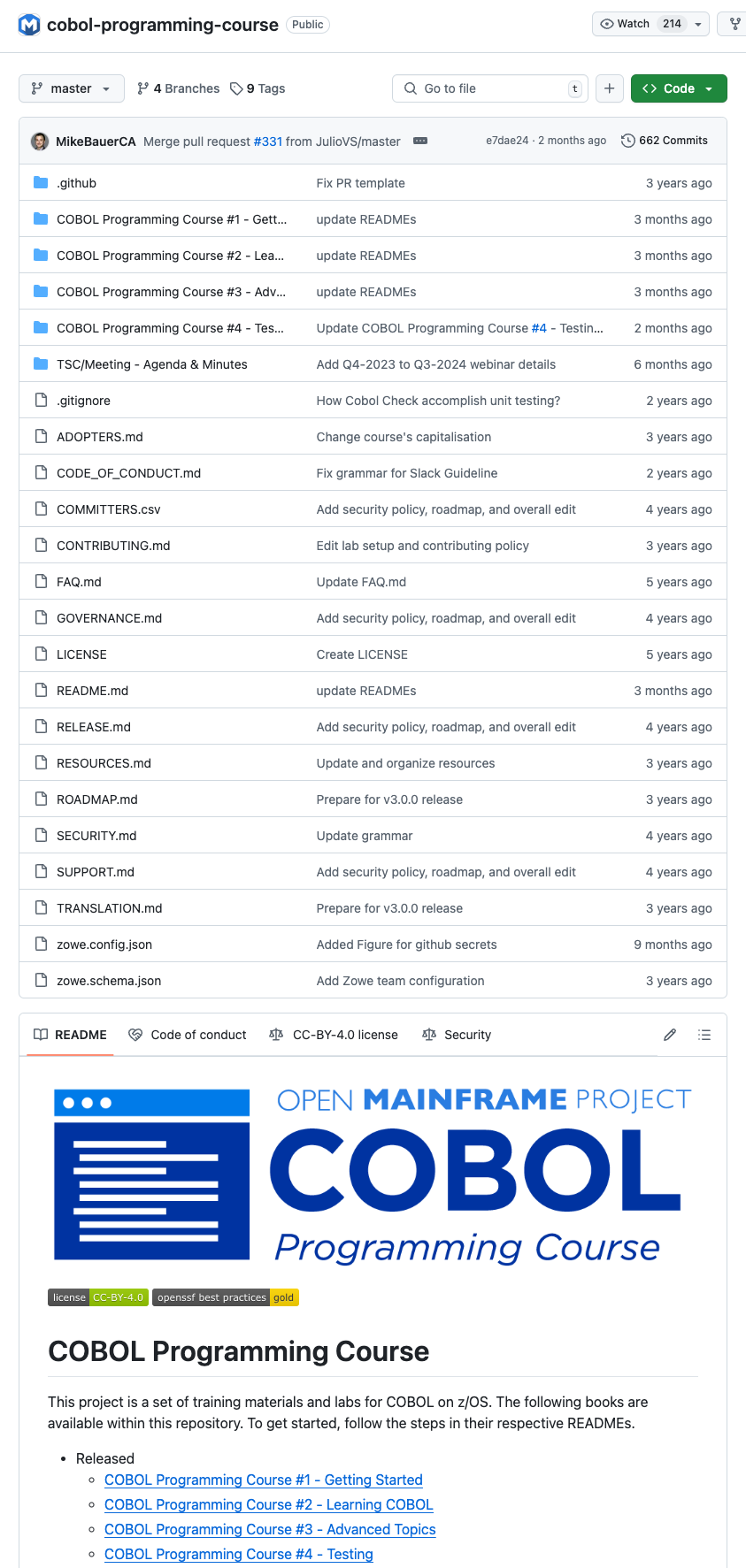 COBOL Programming Course - Open Mainframe Project